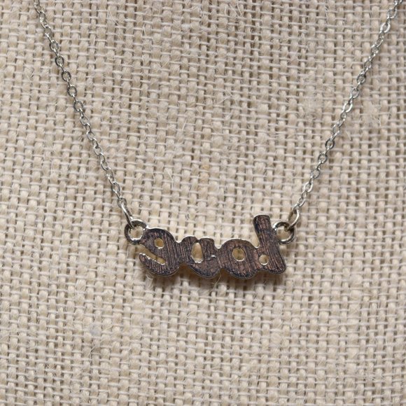 Love Statement Rhinestone Necklace Silvertone Sparke Shimmer Casual - Picture 8 of 10